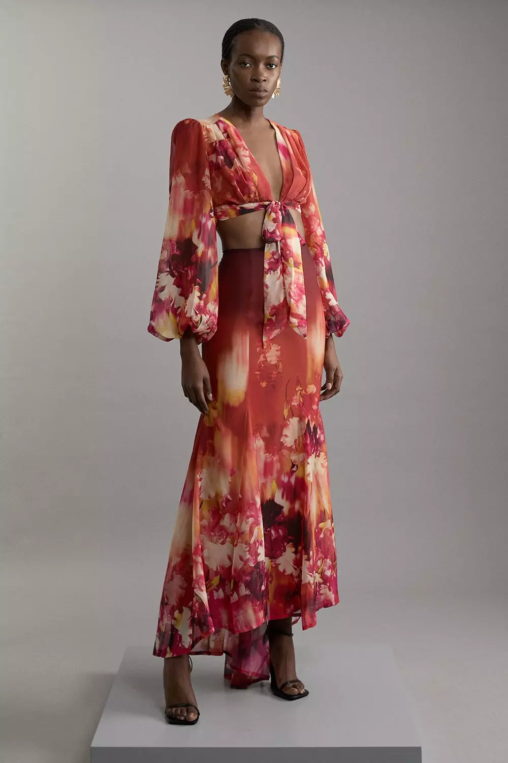 Karen millen floral maxi skirt best sale